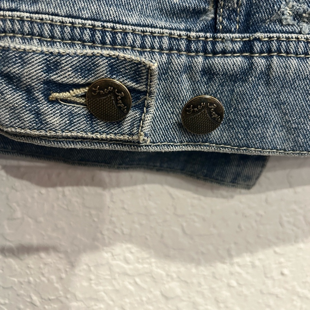 Free People Blue and Gray Jean Jacket with removable hood - Picture 5 of 5